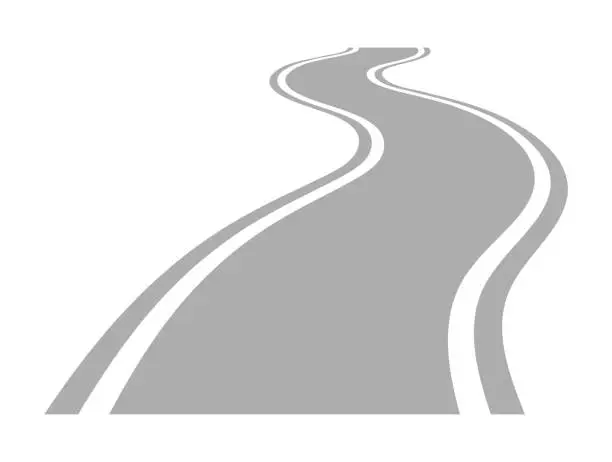 Vector illustration of Curving road isolated vector illustration.