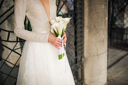 Bride and her wedding bouquet