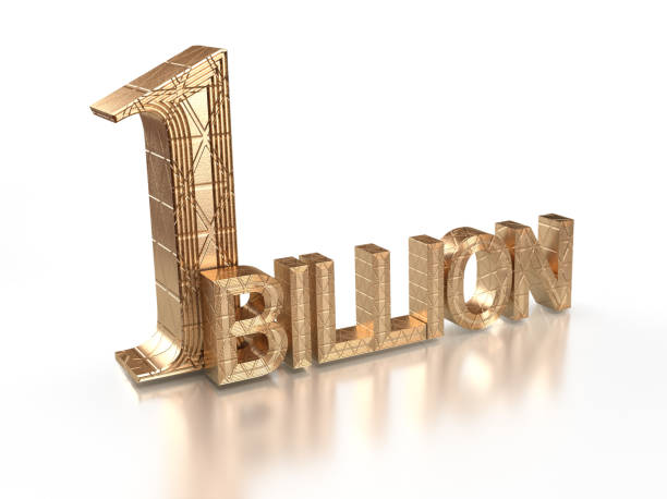 gold 1 milliarde aufrufe wort auf weißem hintergrund.3d illustration - billion stock-fotos und bilder