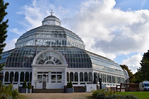 Liverpool, Merseyside, United Kingdom: The Palm house Sefton Park, Liverpool, on a bright sunny day