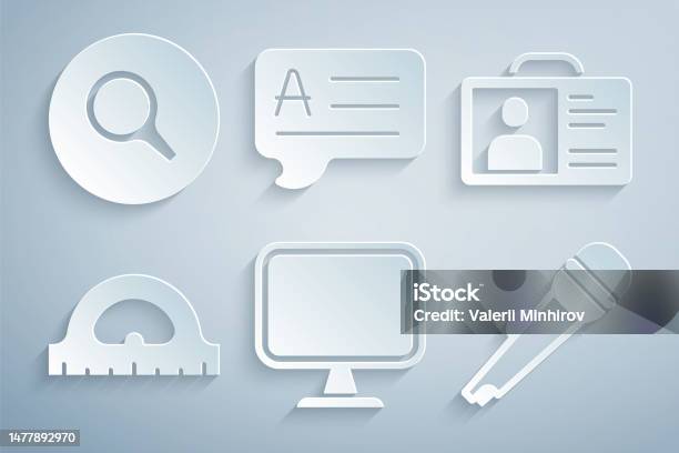 Identification Sign For Computer Monitor Set Computer Monitor Identification Badge Protractor Grid Microphone ...