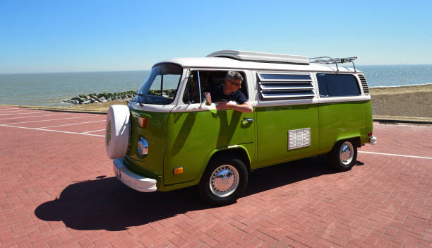 Torun, Poland - 17th August, 2024: Classic panel van Citroen HY on a public parking. The Citroën H-Type vans (most commonly the Citroën HY), are a series of panel vans and light trucks, produced by Citroën from 1947 through 1981.