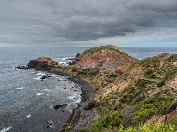Rocky coastline and boardwalk