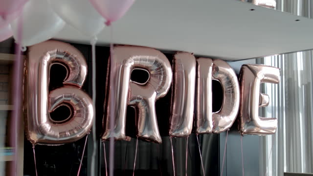Pink and Gray glitter party balloons, Valentine's day room decoration, Silver colored helium balloons, Bridal room decorations, Heart shaped inflatable balloon, Bridal lettering with inflatable helium balloons