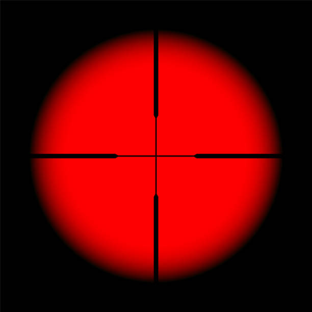 istock Various weapon thermal infrared sight, sniper rifle optical scope. Hunting gun viewfinder with crosshair. Aim, shooting mark symbol. Military target sign. Game UI element. Vector illustration 1477904673