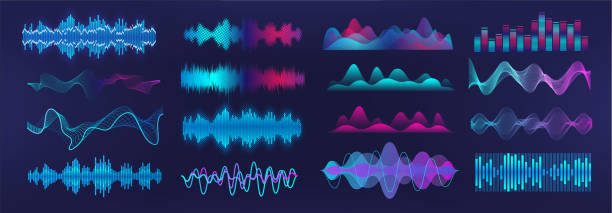 음파 이퀄라이저. 주파수 오디오 파형 - seismic waves stock illustrations