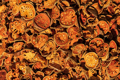 Close-up bael dried fruit