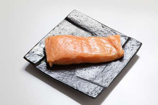 Raw salmon on a dish