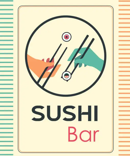 Vector illustration of Illustration for Sushi Bar menu. Vector, minimalistic, modern, flat.