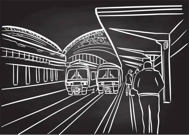 Vector illustration of London Bridge Underground Station Blackboard