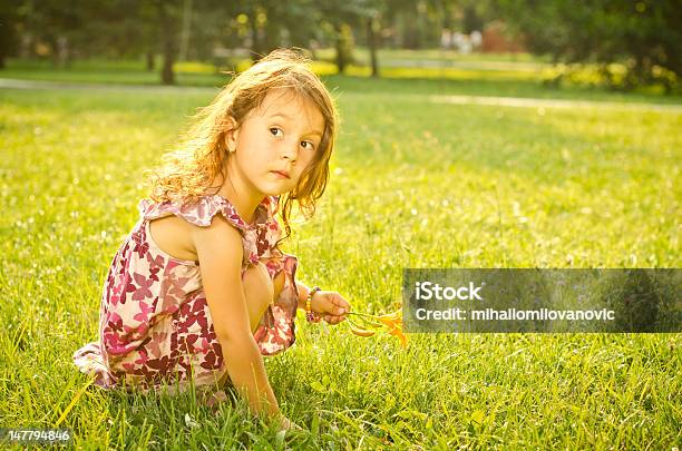 Little Girl In Park Picking Flowers Stock Photo - Download Image Now - Beautiful People, Beauty, Bubble Wand