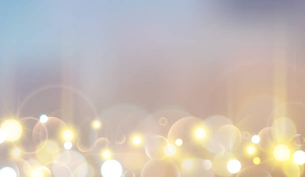 istock Magic lights of bokeh with golden blur soft light on sunset background. Abstract vector illustration of sky with galaxy made blurry bokeh 1477959742