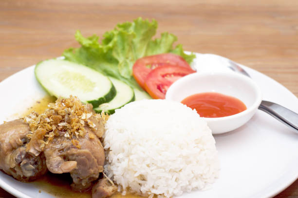 istock Honey garlic glazed chicken with rice. 1477965661