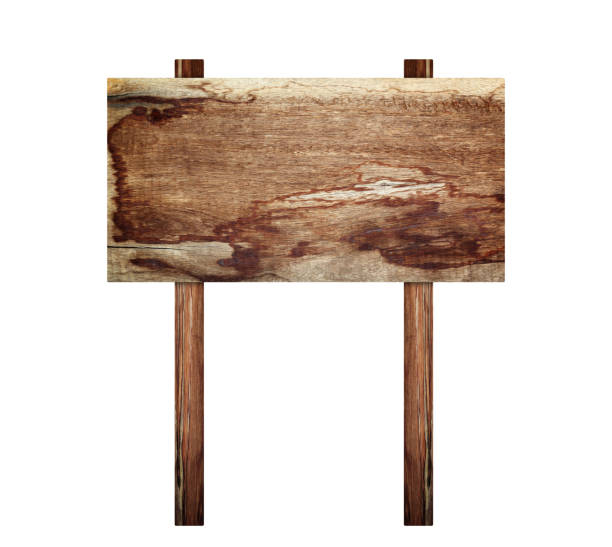 istock Wooden sign, label isolated on white background 1477965695