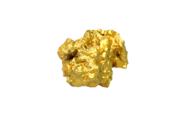 Gold nuggets natural on a white background.