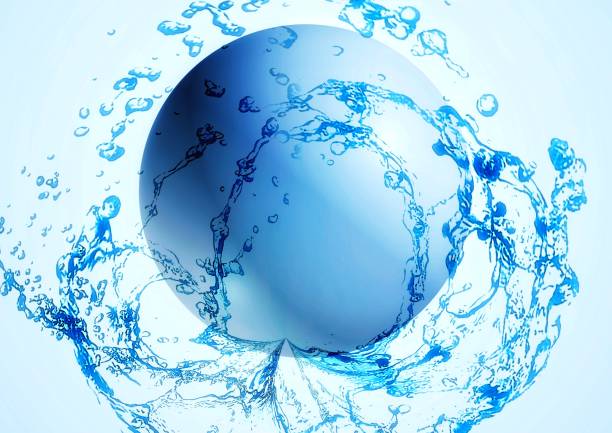 istock 3d illustration of blue sphere and blue splashes 1477967408