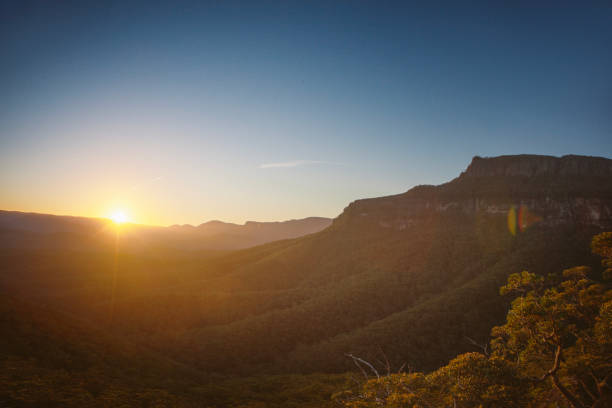 istock Sun setting in the mountains over forest and rolling hills 1477967605