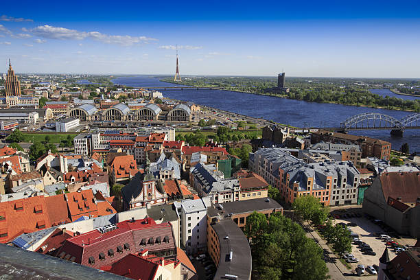 istock Wide angle view of Riga skyline 147796816