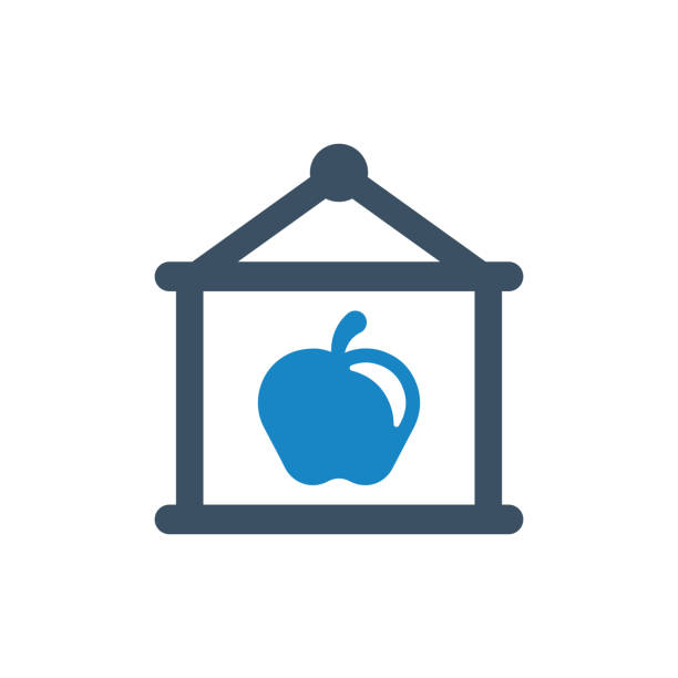 apple, ilustracja wektorowa ikony zaplanuj spotkanie - tree book apple apple tree stock illustrations