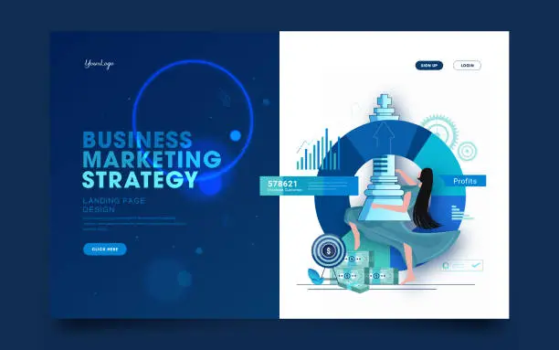 Vector illustration of Business growth strategy vector, Business development to success and growing growth concept
