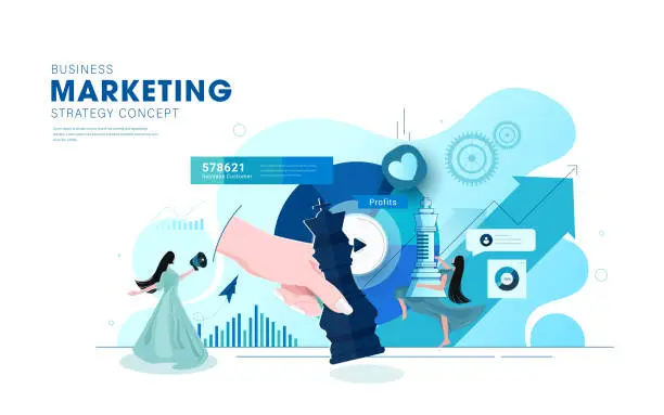 Vector illustration of Business video marketing online