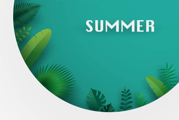 istock Green leafs or foliage with white circle frame.With color and shadow making it look realistically.Vector illustrator design in paper art concept. 1477975291