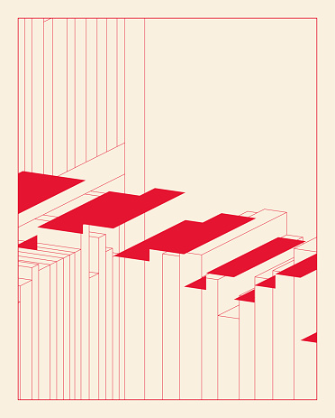 red geometric shape with line minimalism design