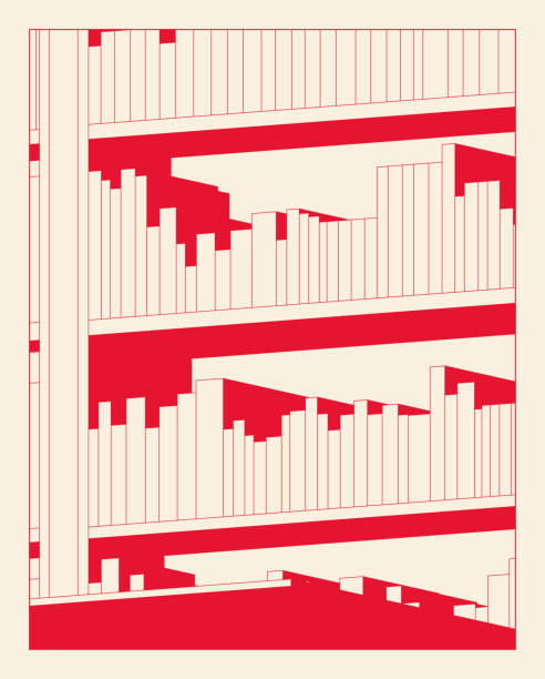 illustrations, cliparts, dessins animés et icônes de forme géométrique rouge avec design minimaliste de ligne - bibliothèques