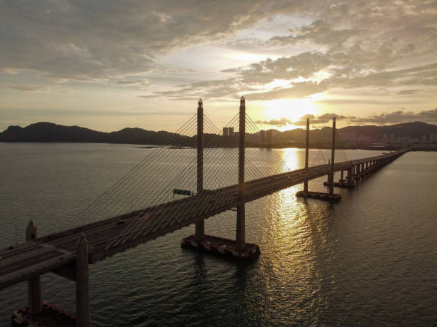 istock Aerial view silhouette Penang Second Bridge 1477977411