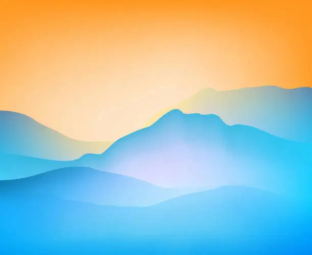 Vector illustration of blue mountain