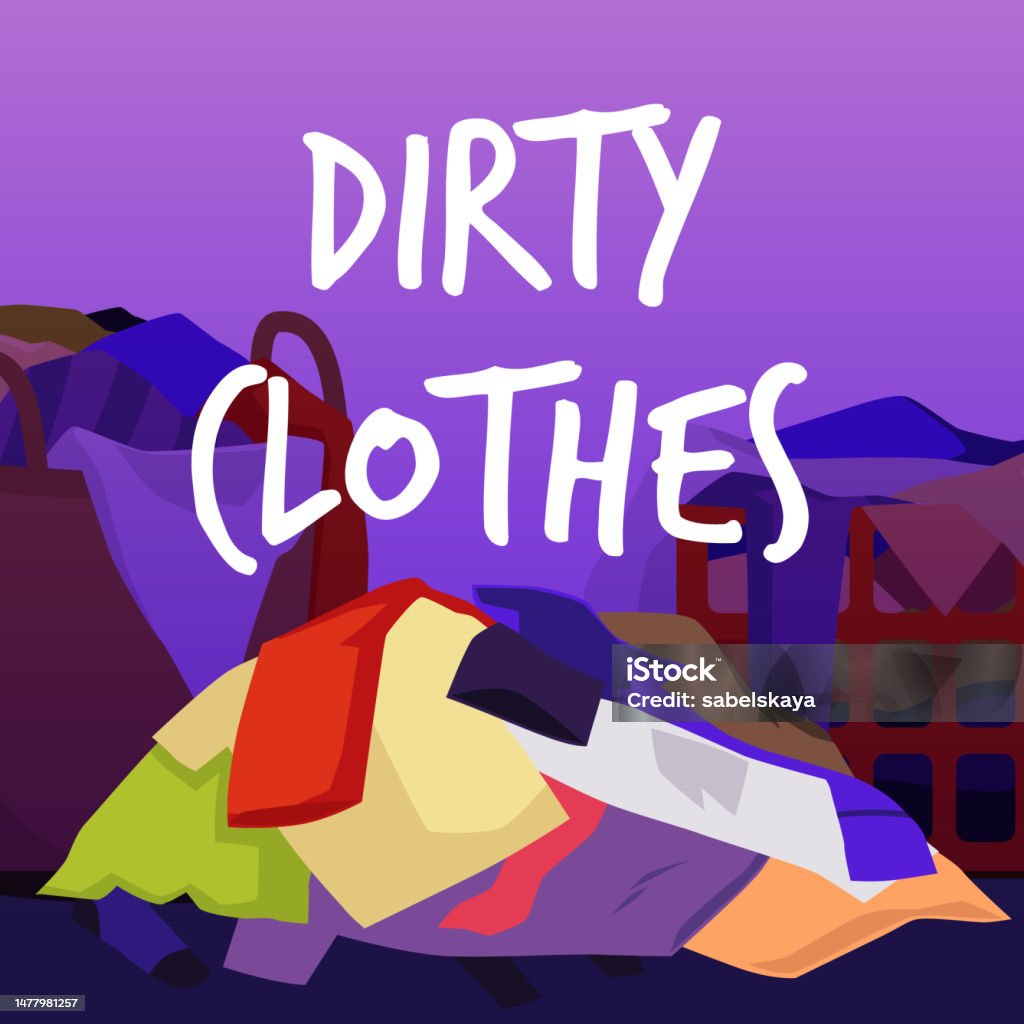 Filthy Banner Squared Banner About Dirty Clothes Flat Style Vector Illustration Stock ...