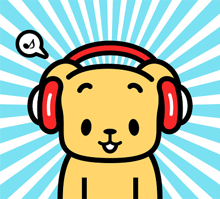Animal characters vector art illustration.
Cute character design of a labrador retriever wearing headphones.