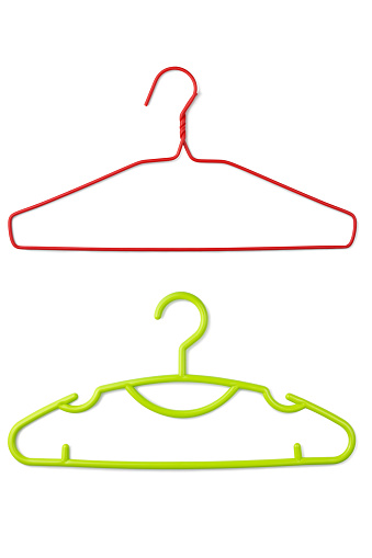 White Coat hanger on black, with clipping path