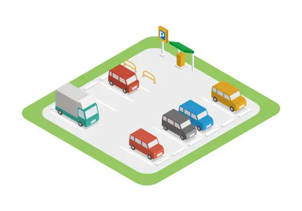 Vector illustration of Isometric parking lot