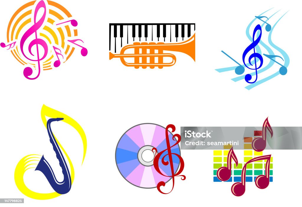 Symboles musicaux et emblèmes - clipart vectoriel de Art libre de droits