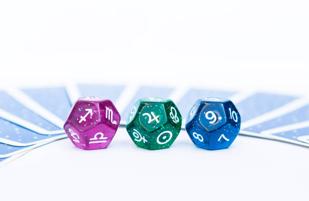 istock Dice divination with tarot card on background, astrological dices fortune telling divination tools 1477989109