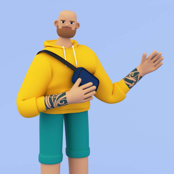 istock Handsome man pointing hand. 3d render illustration.  Announcement or advertising concept for web, application or presentation design. 1477990557