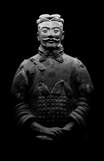 Terracotta Warrior on Black background (Path Isolated)