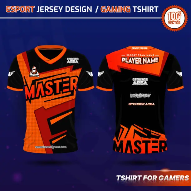 Vector illustration of Specification Soccer Sport, E-sport Gaming T Shirt Jersey template. Apparel Design or tshirt for gaming.