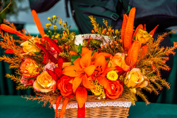 Beautiful gorgeous artistic flower arrangement close-up