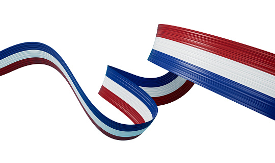 3d Flag Of Netherlands 3d Wavy Shiny Netherlands Ribbon Isolated On White Background 3d illustration