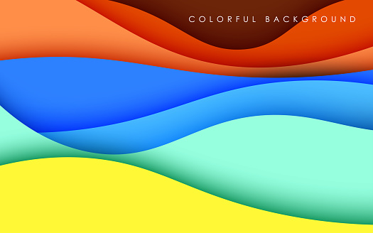 multi colored abstract yellow, green, blue, orange papercut overlap layers background. eps10 vector