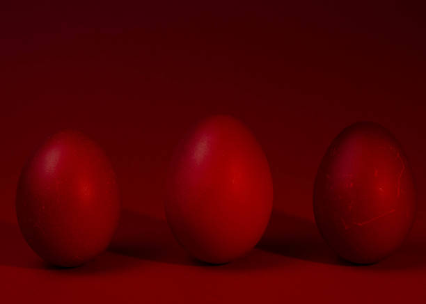 istock Eggs painted in red color on a rustic background. Happy Easter. 1478009215