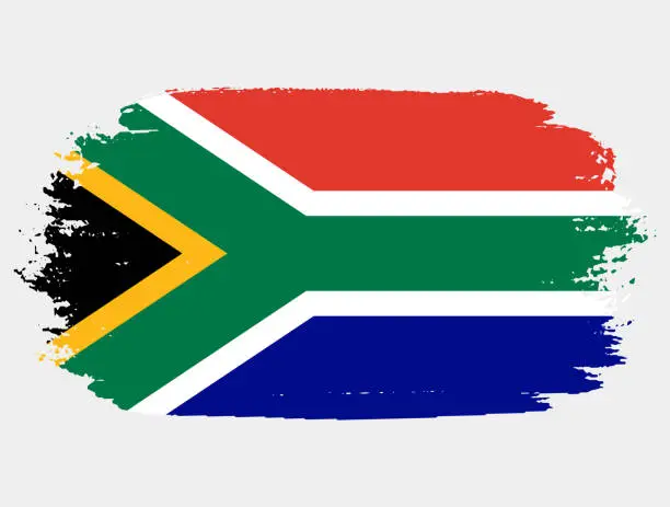 Vector illustration of Artistic grunge brush flag of South Africa isolated on white background. Elegant texture of national country flag