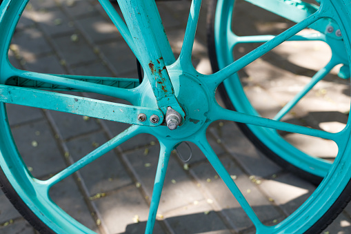 Old bicycle with white background