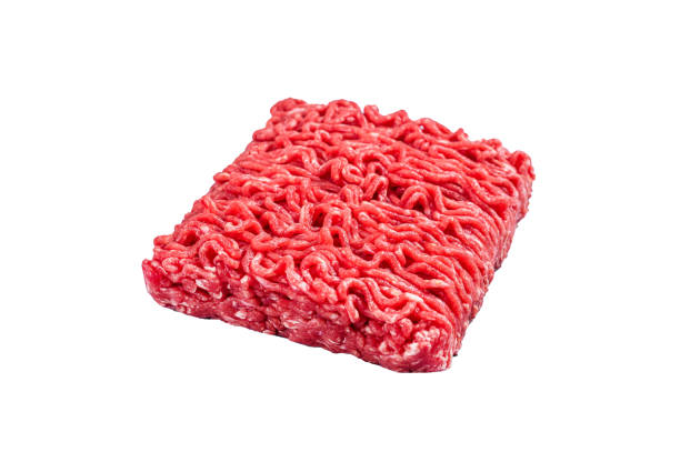 istock Raw Mince Ground meat on a butcher table.  Isolated on white background. 1478014915