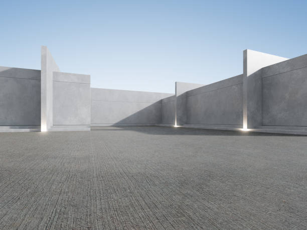 istock 3d render of abstract concrete architecture with empty concrete floor, car presentation background. 1478015375