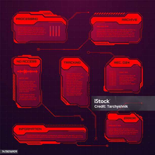 Red Ui Box Red Futuristic Hud Or Ui Elements Scifi User Interface Text Boxes ...