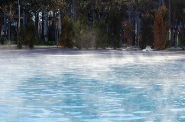 Hot water in the pool. stock photo