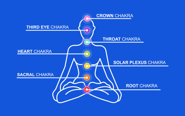 body chakra Human energy chakra system. Seven chakra system in human body. infographic template. vector illustration. chakra stock illustrations